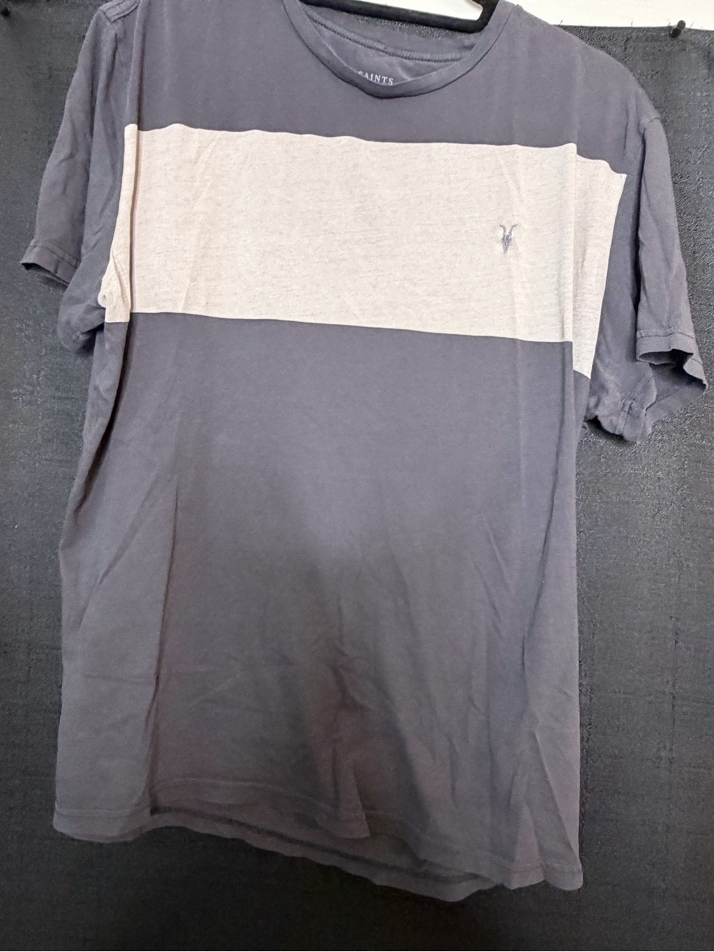 AllSaints Two-Tone Crewneck Tee in Charcoal & Light Gray